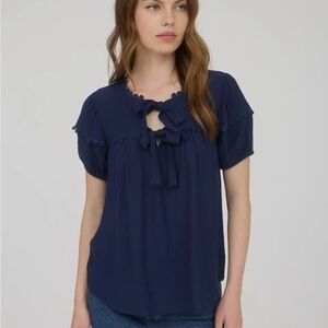 Elegant Navy Blue Women's Top